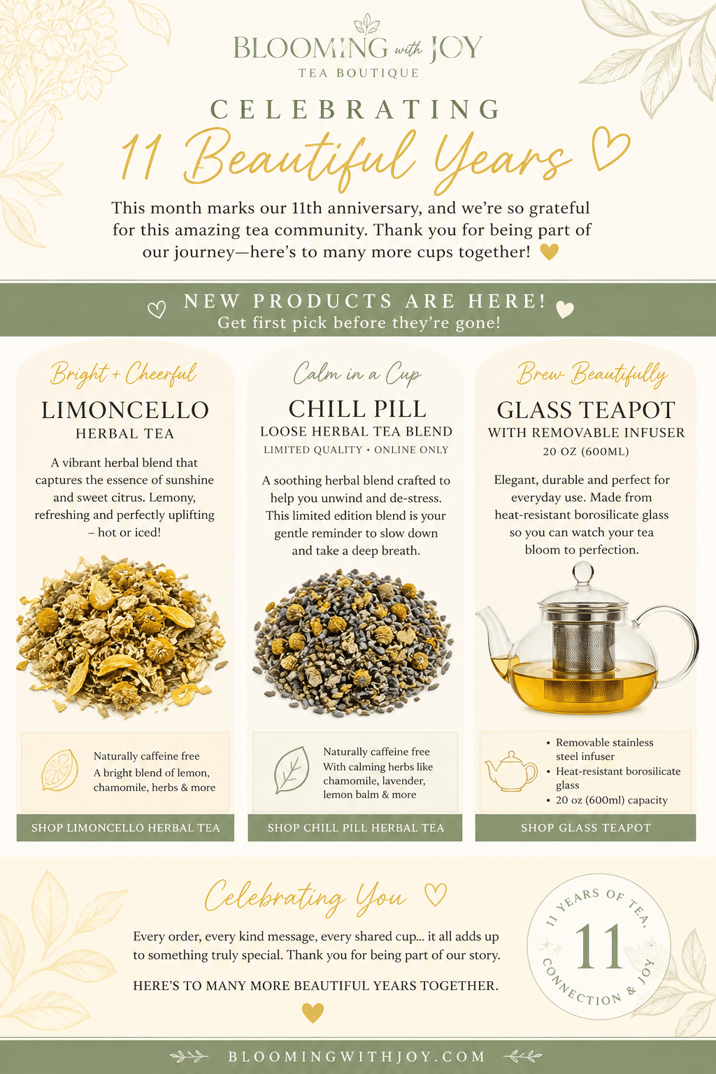A Very Special Month: 11 Years of Tea - Blooming With Joy Tea Co.