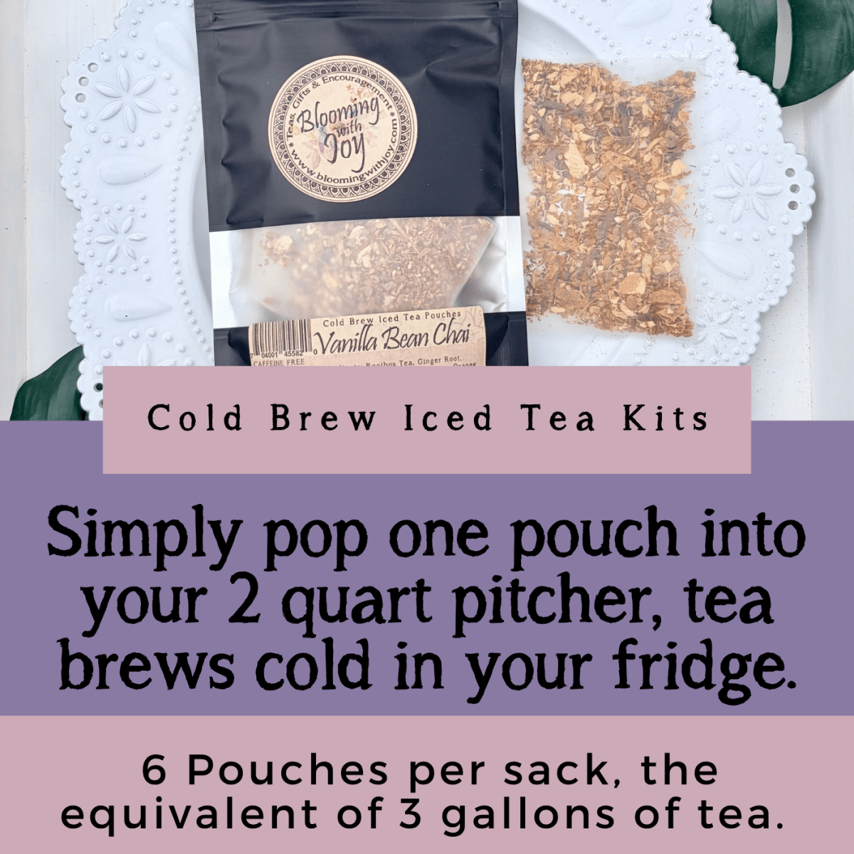 Fuzzy Peach White Tea 6 Two Quart Sized Pouches - Blooming With Joy Tea Co.