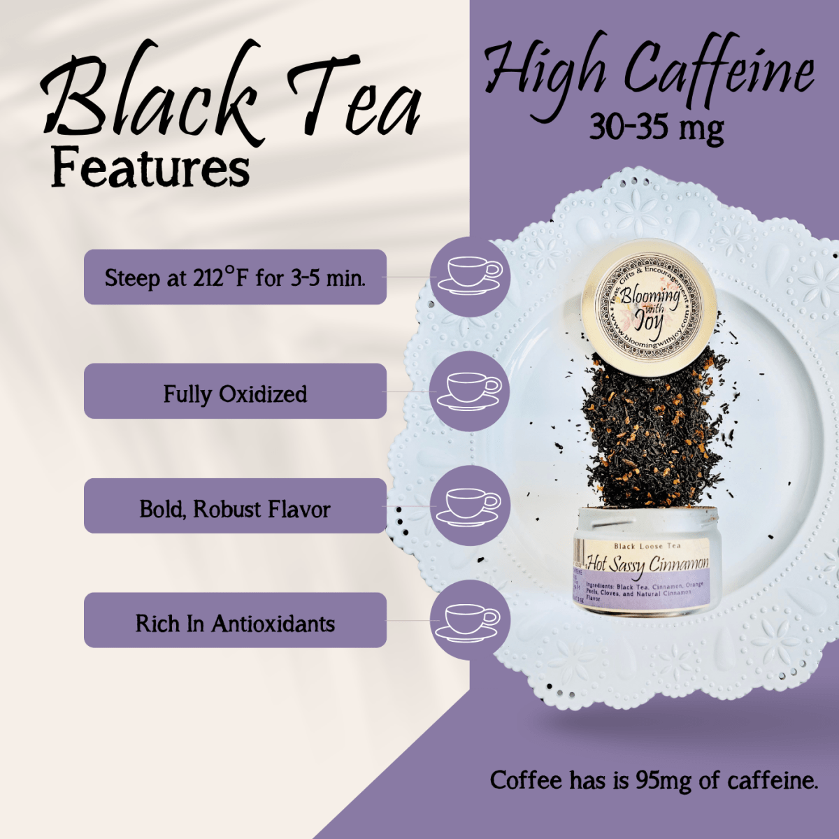 Lady Rosewood - Black Loose Tea Blend - Blooming With Joy Tea Co.