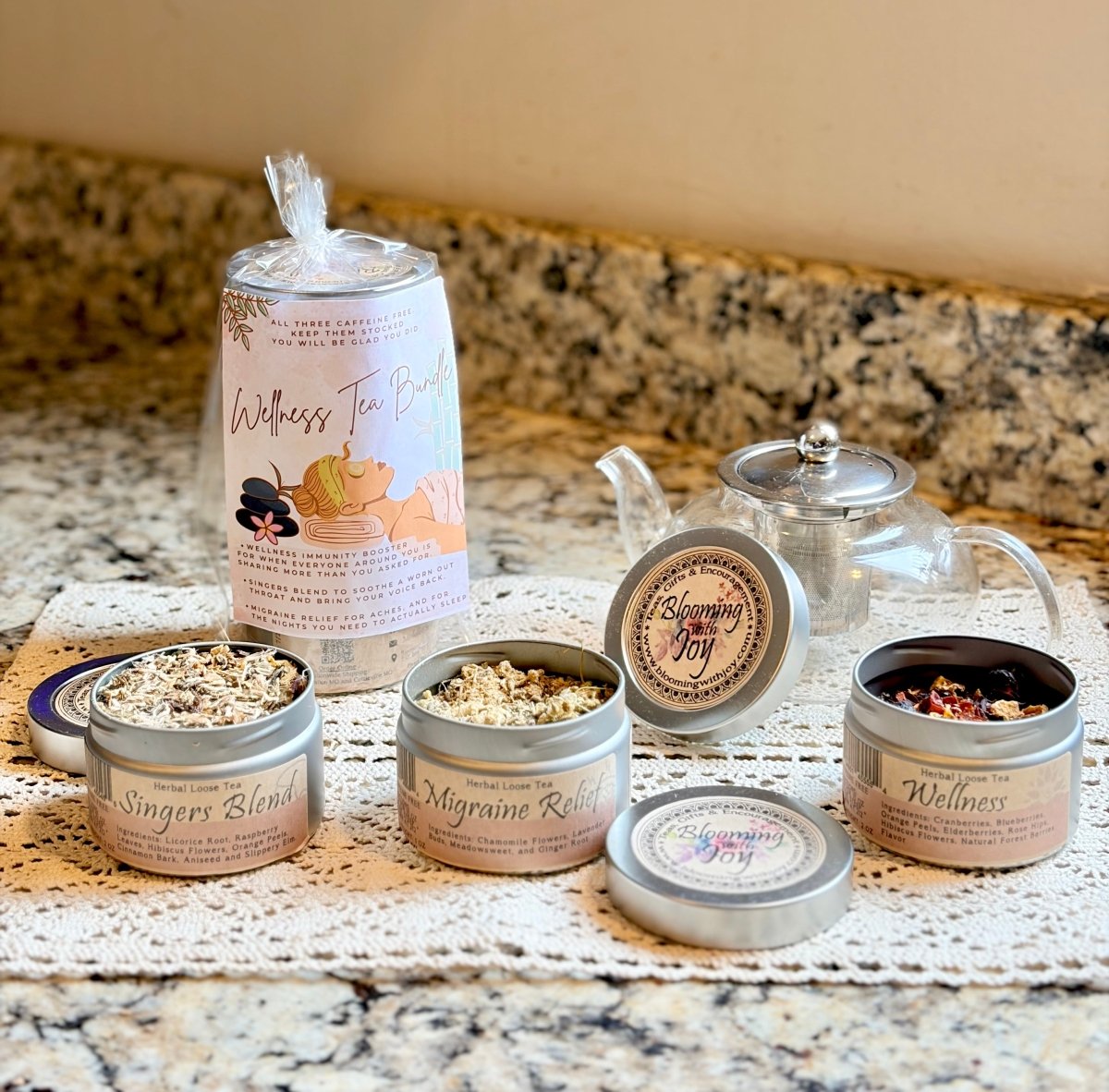 Wellness Tea Bundle 3 Pack | Caffeine Free Herbal Tea Gift Set - Blooming With Joy Tea Co.