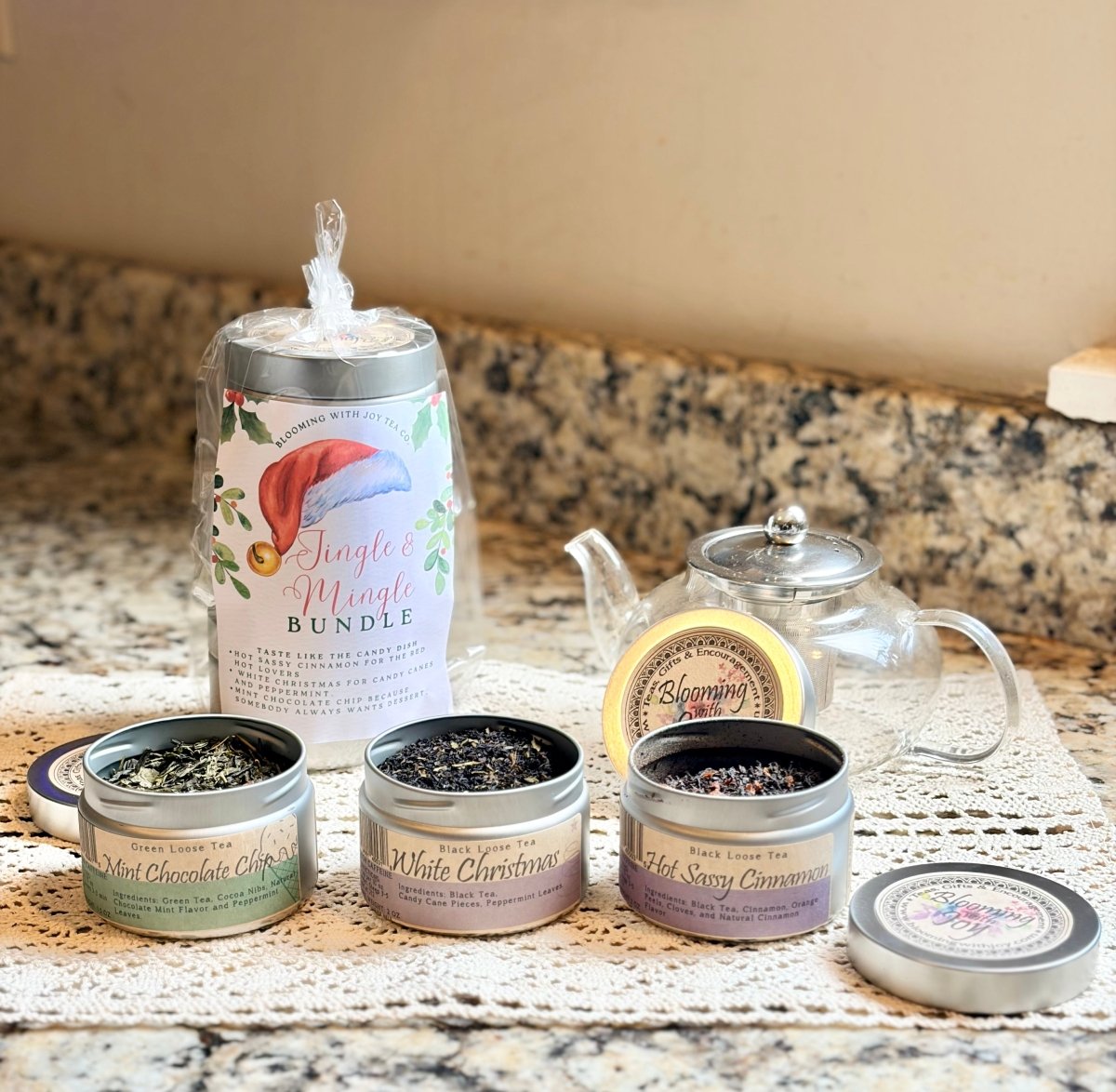Jingle and Mingle Bundle | Christmas Loose Leaf Tea Gift Set (3 Blends) - Blooming With Joy Tea Co.