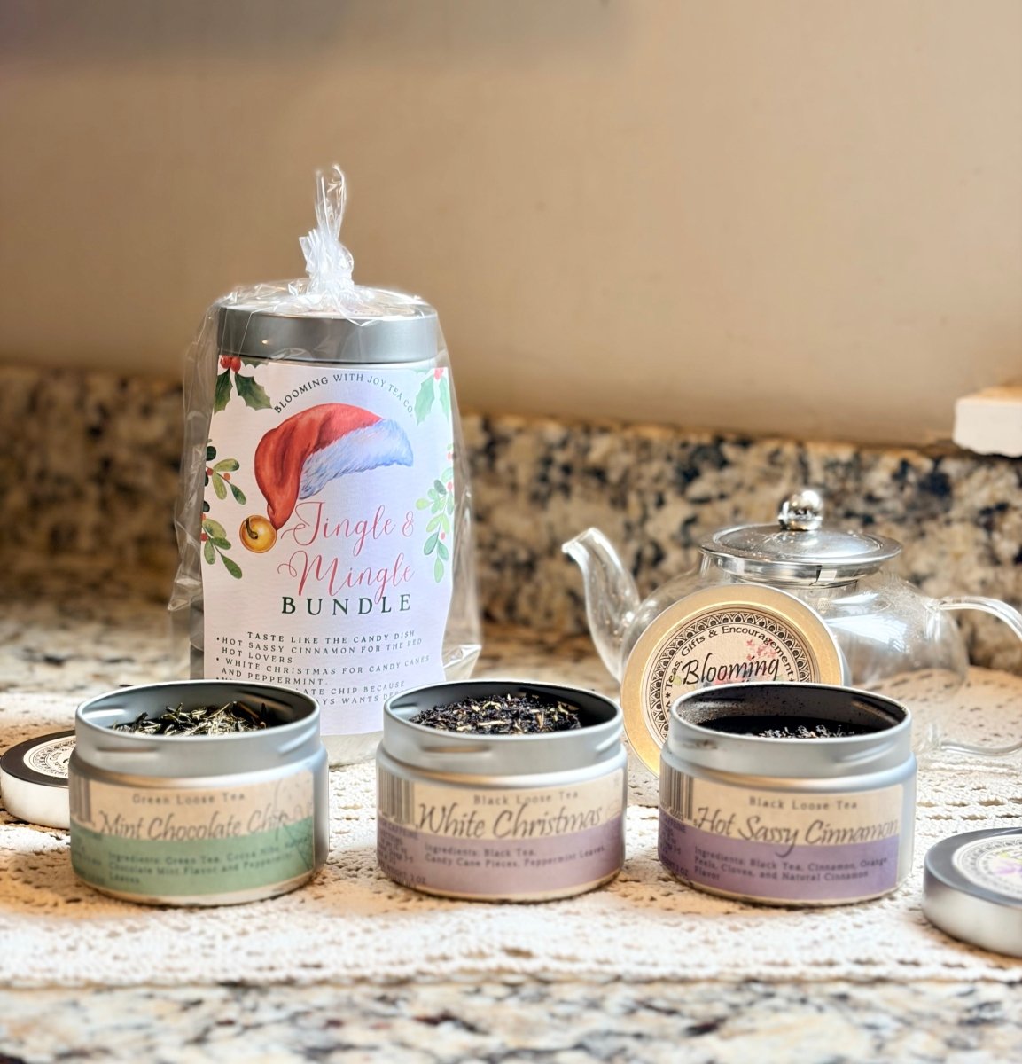 Jingle and Mingle Bundle | Christmas Loose Leaf Tea Gift Set (3 Blends) - Blooming With Joy Tea Co.