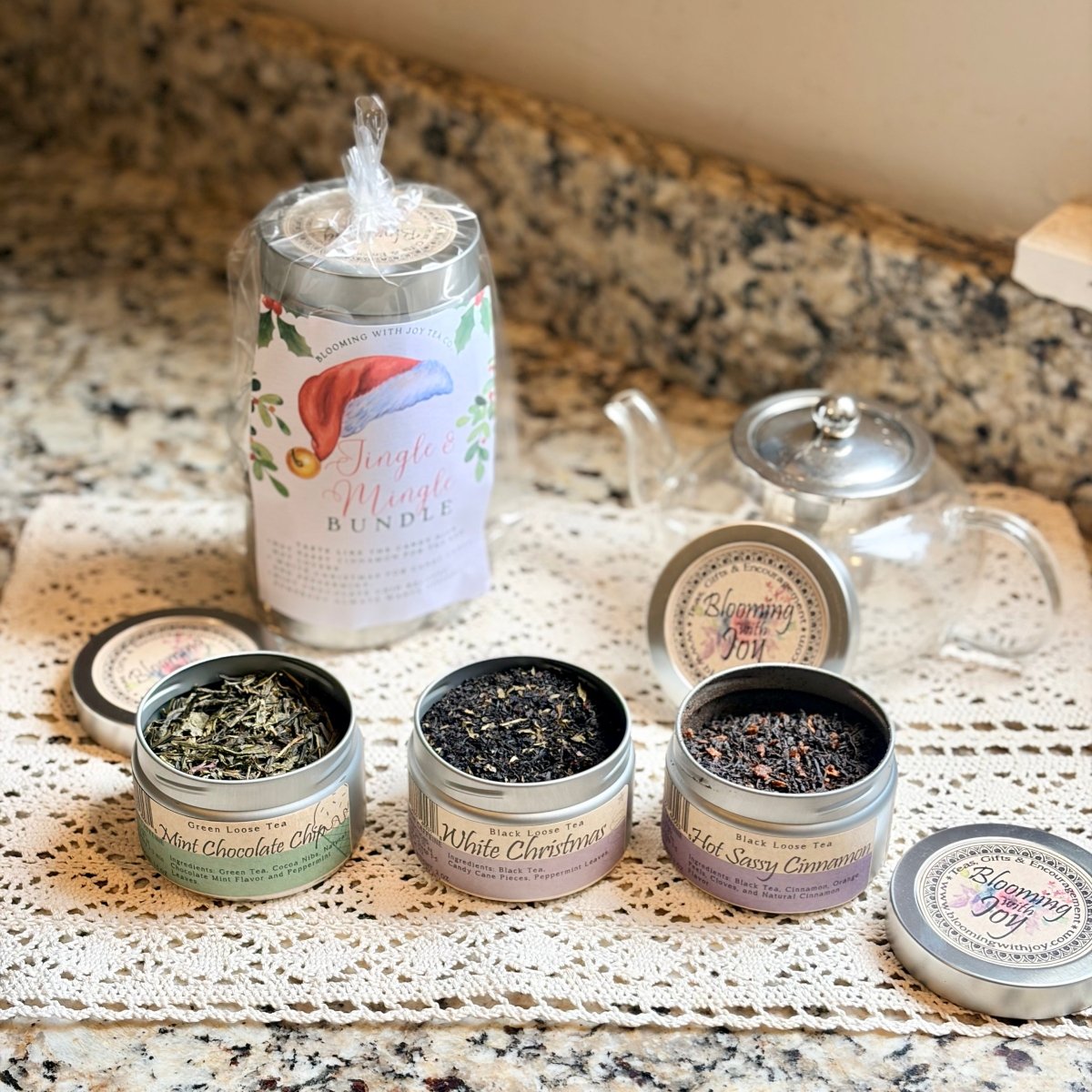 Jingle and Mingle Bundle | Christmas Loose Leaf Tea Gift Set (3 Blends) - Blooming With Joy Tea Co.