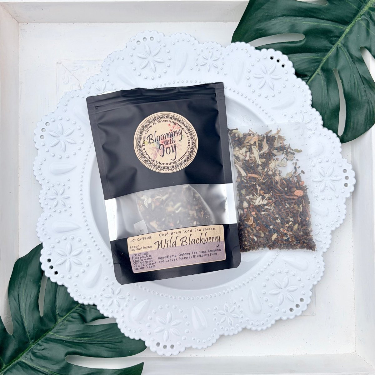 Wild Blackberry Black Tea 6 Two Quart Sized Pouches - Blooming With Joy Tea Co.